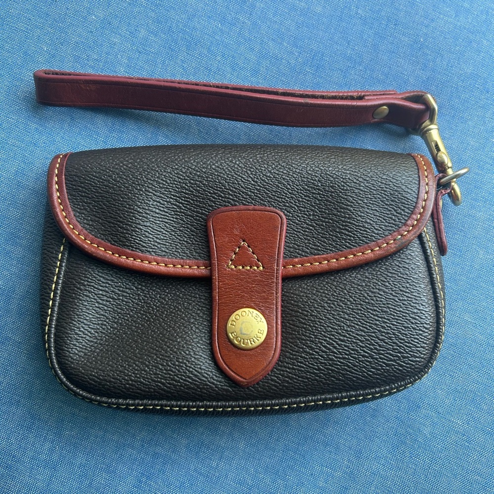 Dooney & Bourke Black and Tan Leather Wristlet